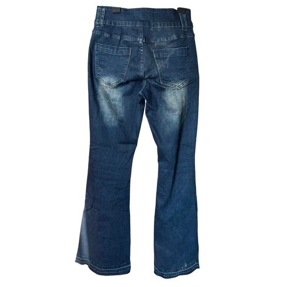 Hot Topic Butterflies & Skulls Low-Rise Girls Flare Jean, Y2K, Gothic, Size 7 - Picture 6 of 14